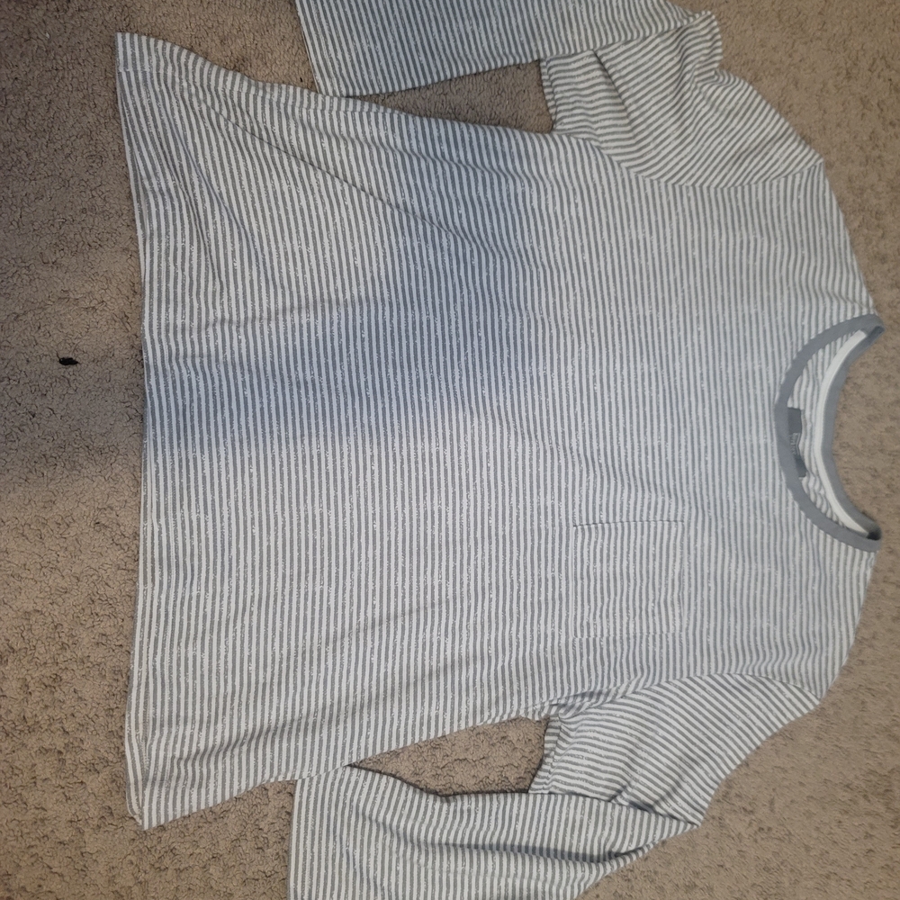 Classic Gray Striped Long Sleeve Tee
